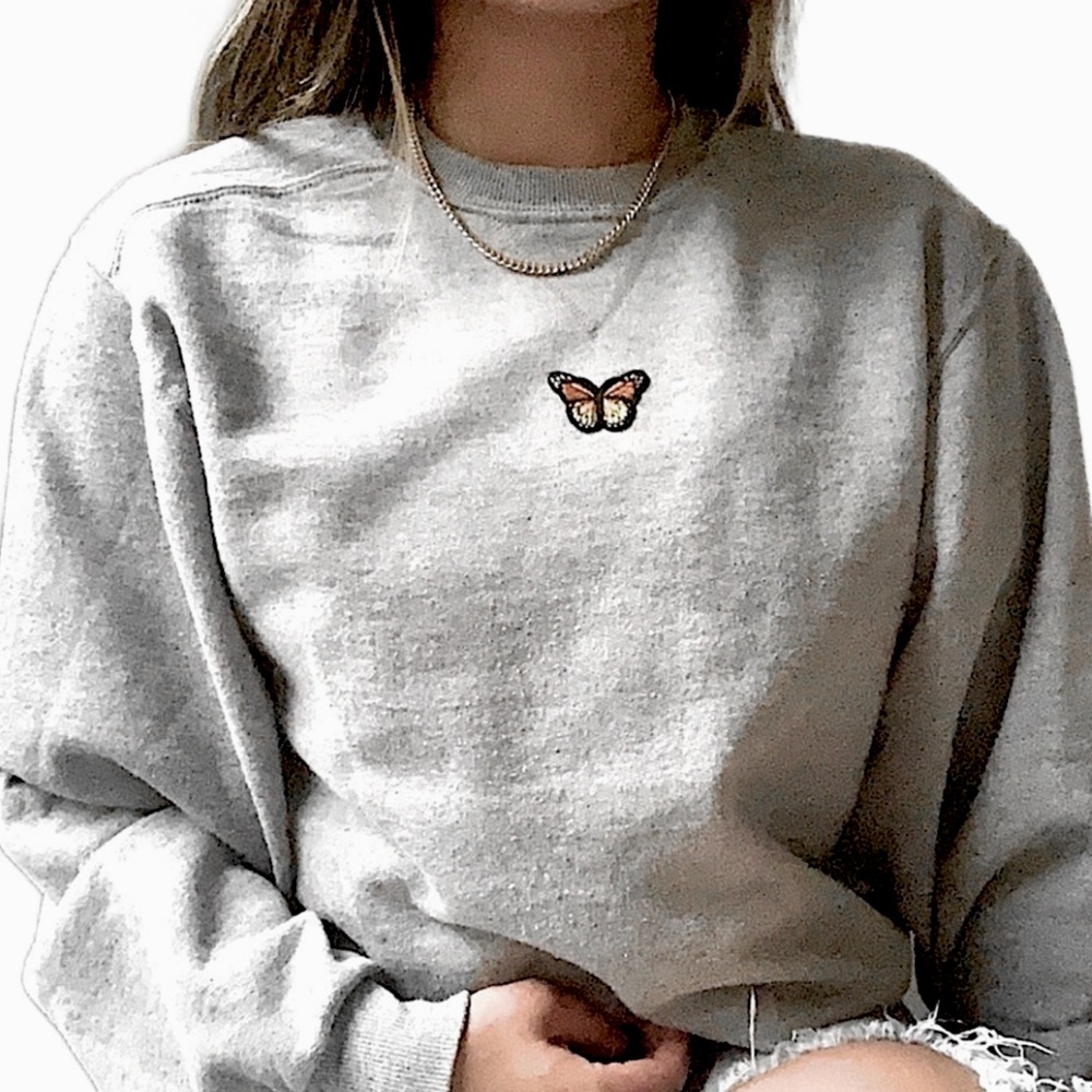 gray butterfly crewneck sweatshirt 🦋 oversized style | fairy core
